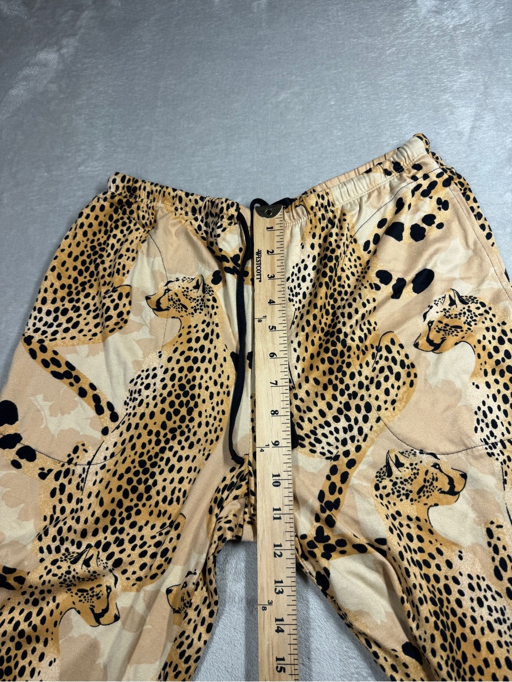 Room Service Cheetah Leopard Floral Tan Cream Black PJ Pajama Pants Size Small - Picture 9 of 16